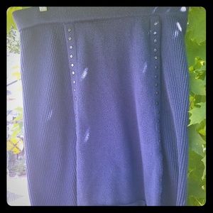 Navy Knit Skirt with Rivets